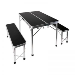 mesa de aluminio con 2 banquetas plegable